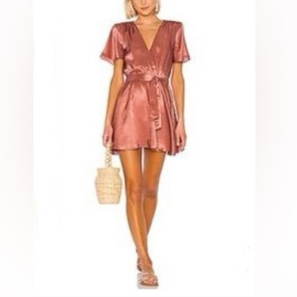 House of Harlow 1960 Satin Mini Dress in Rose Gold